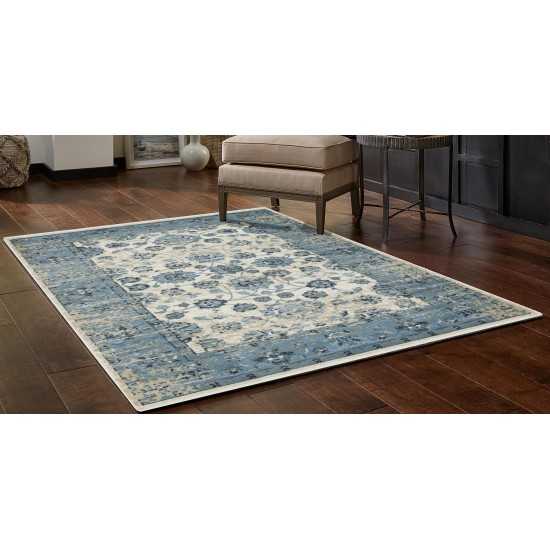 Heritage Ivory/Blue Elegance 2'2" x 7'11" Runner Rug