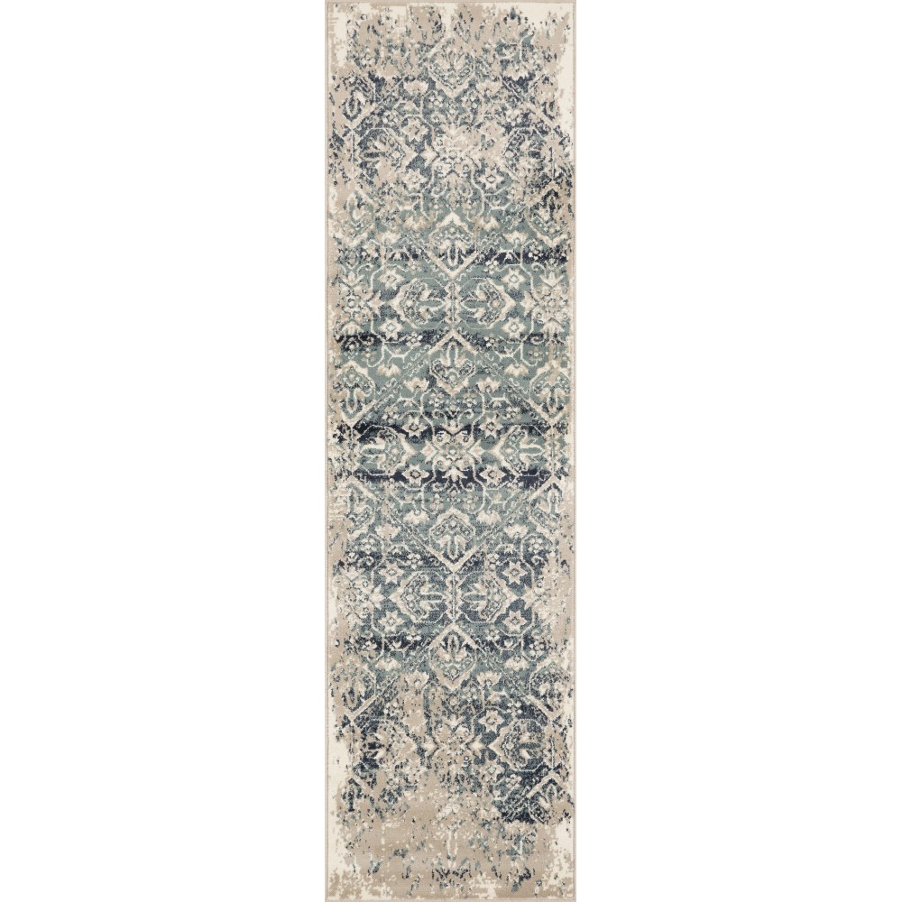 Heritage Ivory/Blue Anna 2'2" x 7'11" Runner Rug