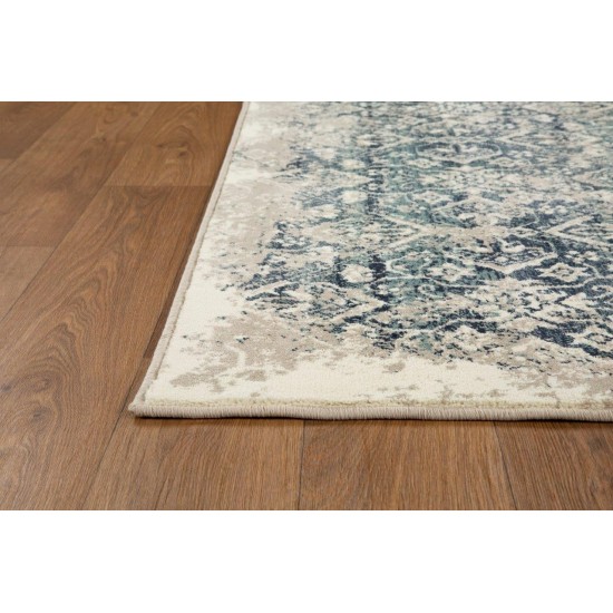 Heritage Ivory/Blue Anna 2'2" x 7'11" Runner Rug