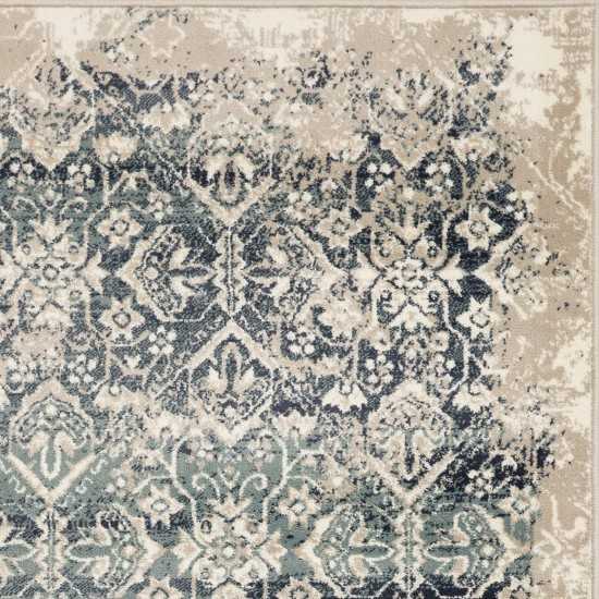 Heritage Ivory/Blue Anna 2'2" x 7'11" Runner Rug