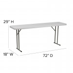 6-Foot Granite White Plastic Folding Training Table