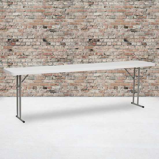 8-Foot Granite White Plastic Folding Training Table