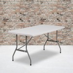 5-Foot Granite White Plastic Folding Table