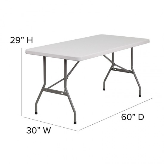 5-Foot Granite White Plastic Folding Table