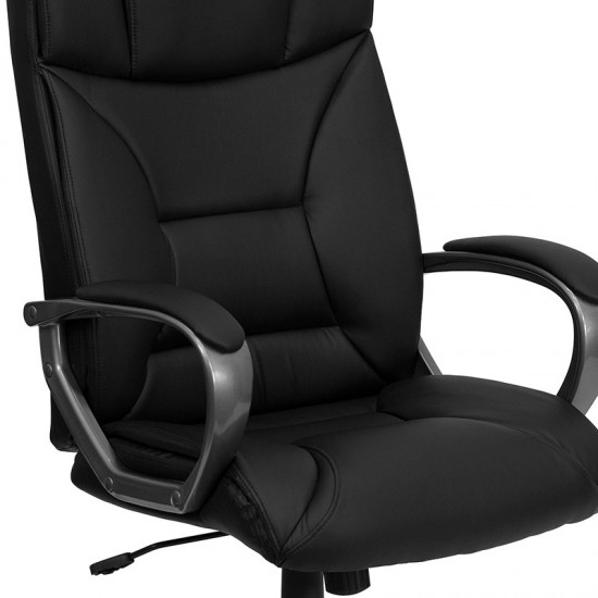 High Back Black LeatherSoft Executive Swivel Office Chair with Arms