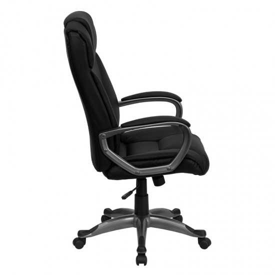 High Back Black LeatherSoft Executive Swivel Office Chair with Arms