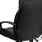 High Back Ergonomic Massaging Black LeatherSoft Executive Swivel Office Chair with Side Remote Pocket and Arms