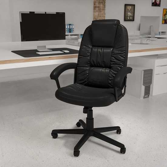 High Back Black LeatherSoft Executive Swivel Office Chair with Arms