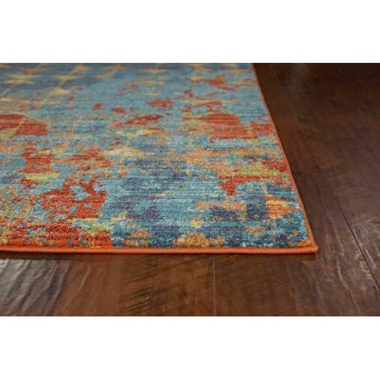 Illusions Blue/Coral Elements 3'3" x 4'11" Rug