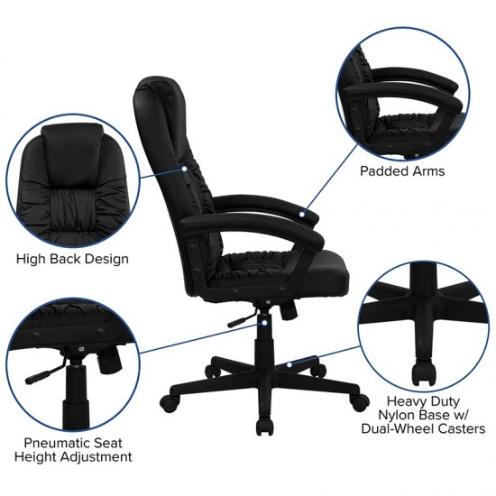 High Back Black LeatherSoft Executive Swivel Office Chair with Arms