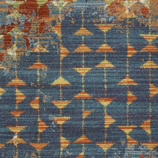 Illusions Blue/Coral Elements 5'3" x 7'7" Rug