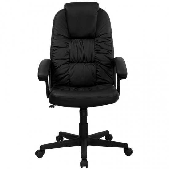 High Back Black LeatherSoft Executive Swivel Office Chair with Arms