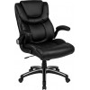 High Back Black LeatherSoft Executive Swivel Office Chair with Double Layered Headrest and Open Arms