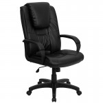 High Back Black LeatherSoft Executive Swivel Office Chair with Oversized Headrest and Arms