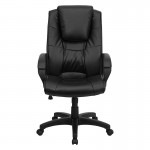 High Back Black LeatherSoft Executive Swivel Office Chair with Oversized Headrest and Arms