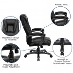 High Back Black LeatherSoft Layered Upholstered Executive Swivel Ergonomic Office Chair with Smoke Metal Base and Arms