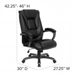 High Back Black LeatherSoft Layered Upholstered Executive Swivel Ergonomic Office Chair with Smoke Metal Base and Arms