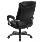 High Back Black LeatherSoft Layered Upholstered Executive Swivel Ergonomic Office Chair with Smoke Metal Base and Arms