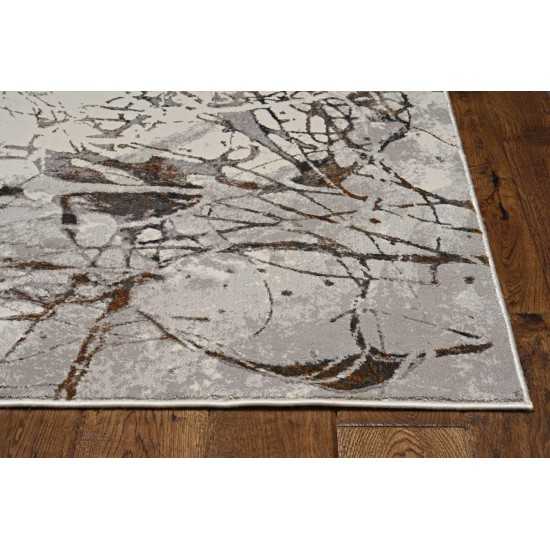 Inspire Ivory/Grey Escape 2'2" x 6'11" Runner Rug