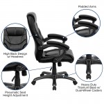 High Back Black LeatherSoft Overstuffed Executive Swivel Ergonomic Office Chair with Arms