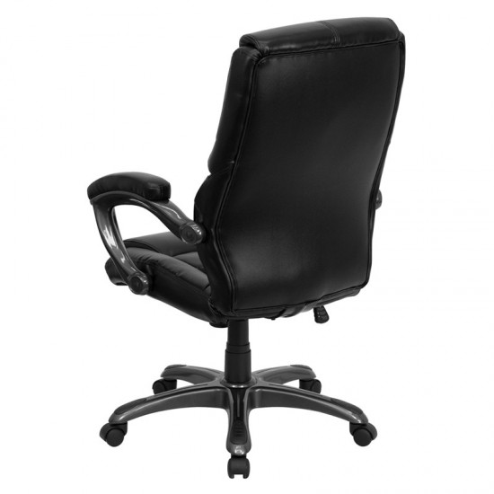 High Back Black LeatherSoft Overstuffed Executive Swivel Ergonomic Office Chair with Arms