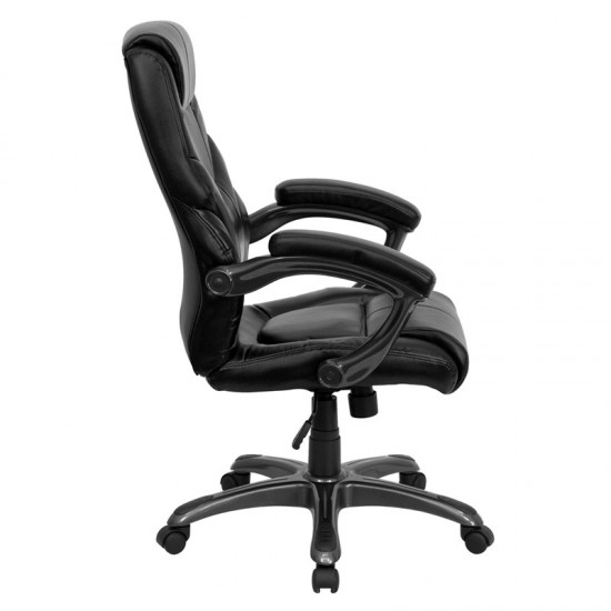 High Back Black LeatherSoft Overstuffed Executive Swivel Ergonomic Office Chair with Arms