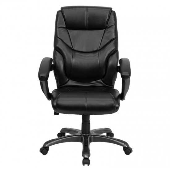High Back Black LeatherSoft Overstuffed Executive Swivel Ergonomic Office Chair with Arms