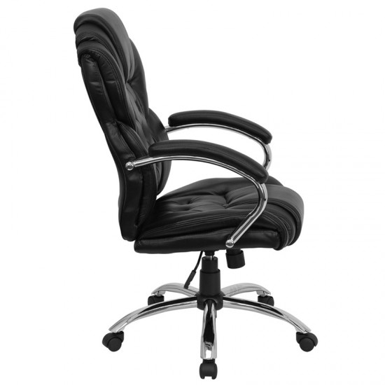 High Back Transitional Style Black LeatherSoft Executive Swivel Office Chair with Arms