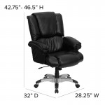 High Back Black LeatherSoft OverStuffed Executive Swivel Ergonomic Office Chair with Fully Upholstered Arms