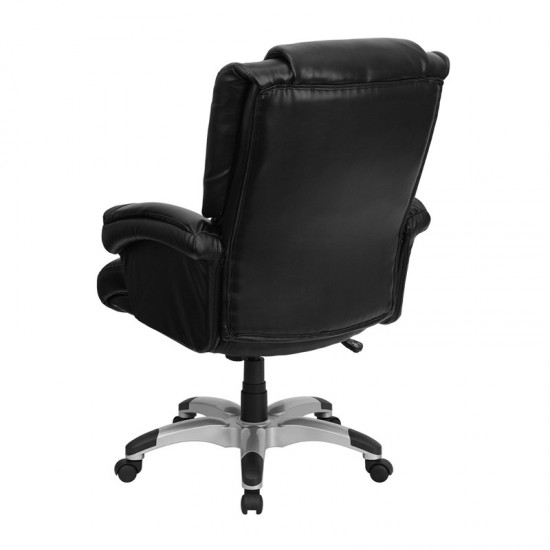 High Back Black LeatherSoft OverStuffed Executive Swivel Ergonomic Office Chair with Fully Upholstered Arms