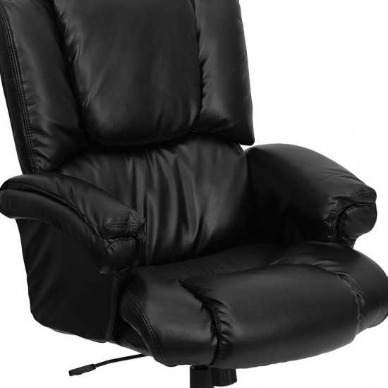 High Back Black LeatherSoft OverStuffed Executive Swivel Ergonomic Office Chair with Fully Upholstered Arms