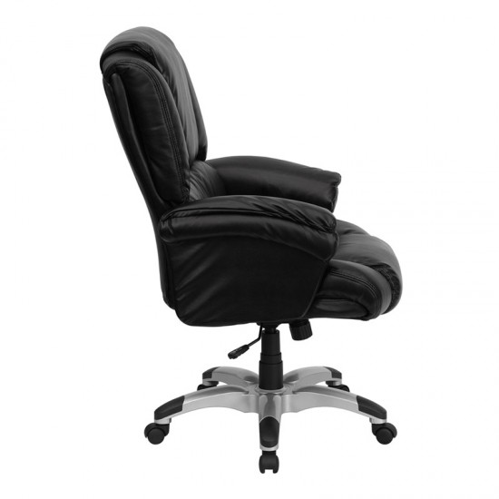 High Back Black LeatherSoft OverStuffed Executive Swivel Ergonomic Office Chair with Fully Upholstered Arms