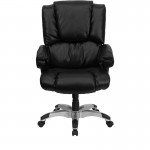 High Back Black LeatherSoft OverStuffed Executive Swivel Ergonomic Office Chair with Fully Upholstered Arms