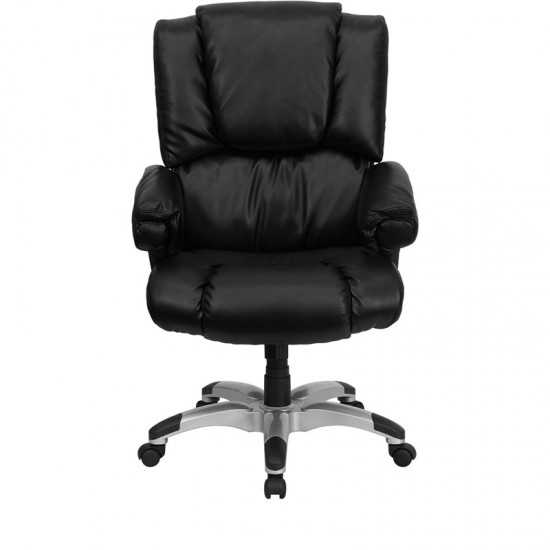 High Back Black LeatherSoft OverStuffed Executive Swivel Ergonomic Office Chair with Fully Upholstered Arms