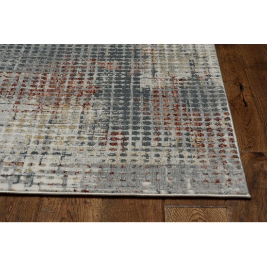 Lara Grey/Brick Inspire 2'2" x 6'11 Runner Rug