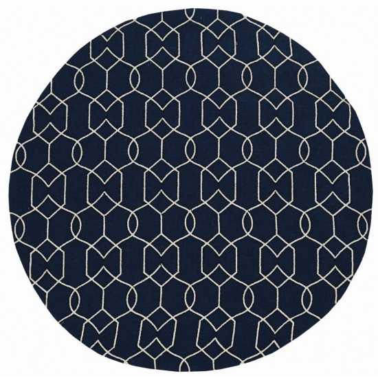 Libby Langdon Hamptons Navy Groovy Gate 7' Round Rug