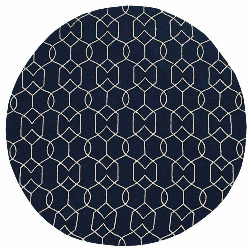 Libby Langdon Hamptons Navy Groovy Gate 7' Round Rug