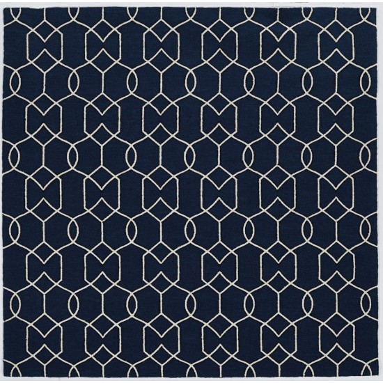 Libby Langdon Hamptons Navy Groovy Gate 7' Square Rug