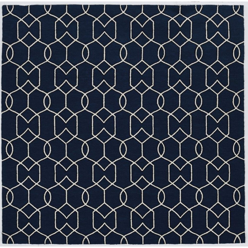 Libby Langdon Hamptons Navy Groovy Gate 7' Square Rug Libby Langdon Hamptons Navy Groovy Gate 7' Square Rug