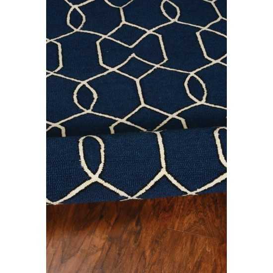 Libby Langdon Hamptons Navy Groovy Gate 7' Square Rug