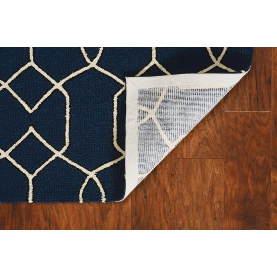 Libby Langdon Hamptons Navy Groovy Gate 7' Square Rug