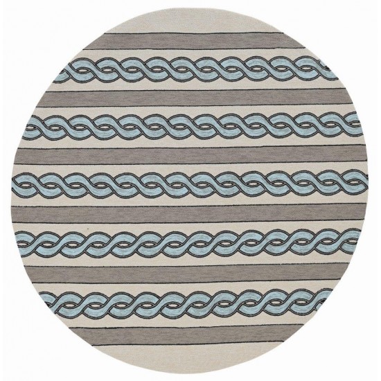 Libby Langdon Hamptons Ivory/Spa Cable Knit 7' Round Rug