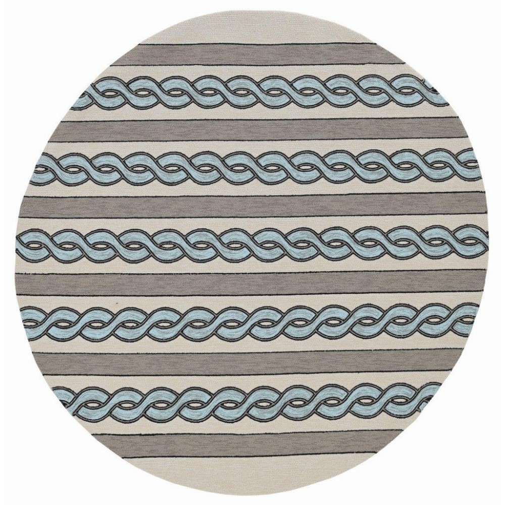 Libby Langdon Hamptons Ivory/Spa Cable Knit 7' Round Rug