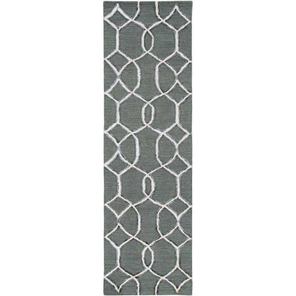 Libby Langdon Upton Charcoal/Snow Groovy Gate 2'3" x 8' Runner Rug