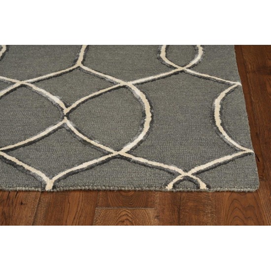 Libby Langdon Upton Charcoal/Snow Groovy Gate 2'3" x 8' Runner Rug