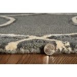 Libby Langdon Upton Charcoal/Snow Groovy Gate 2'3" x 8' Runner Rug