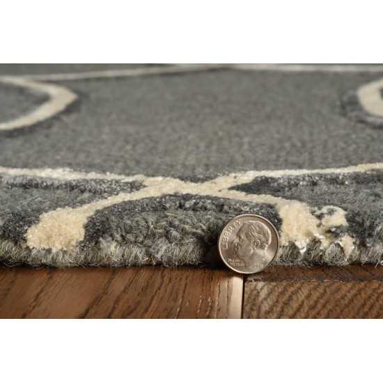 Libby Langdon Upton Charcoal/Snow Groovy Gate 2'3" x 8' Runner Rug