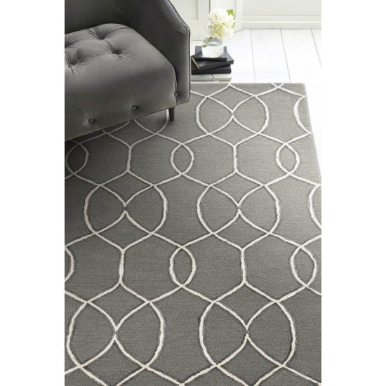 Libby Langdon Upton Charcoal/Snow Groovy Gate 2'3" x 8' Runner Rug