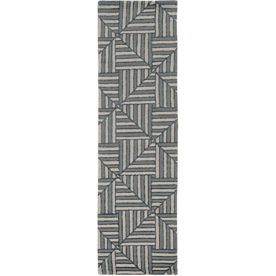 Libby Langdon Upton Navy/Charcoal Diagonal Tile 2'3" x 8' Runner Rug