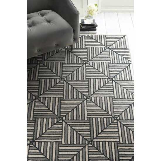 Libby Langdon Upton Navy/Charcoal Diagonal Tile 2'3" x 8' Runner Rug